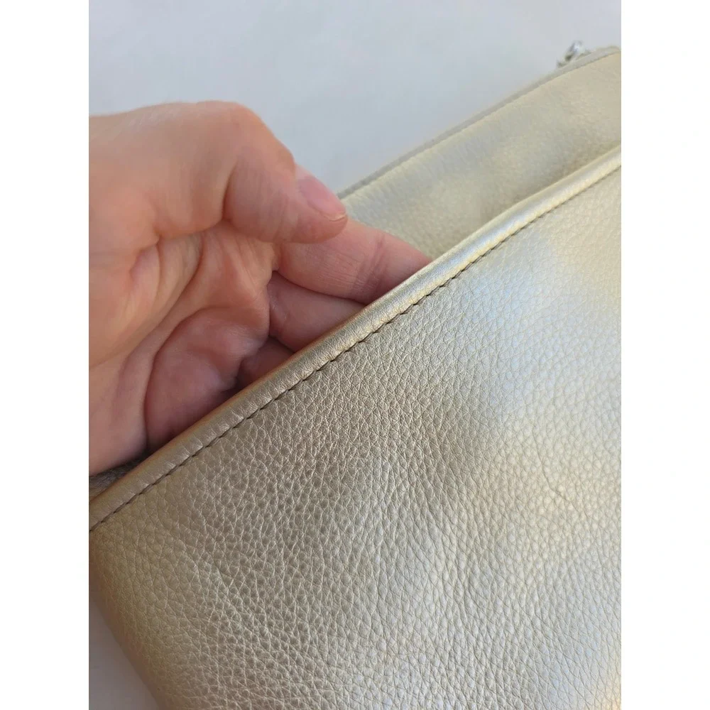 Aimee Kestenberg Metallic Gold Leather Wristlet Clutch Bag Hand Strap Pouch